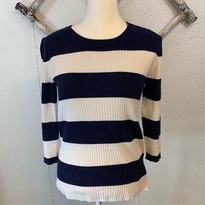 Banana Republic Striped Sweater Navy and White